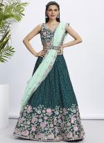 Pure Chiffon Green Party Wear Sequins Work Lehenga Choli